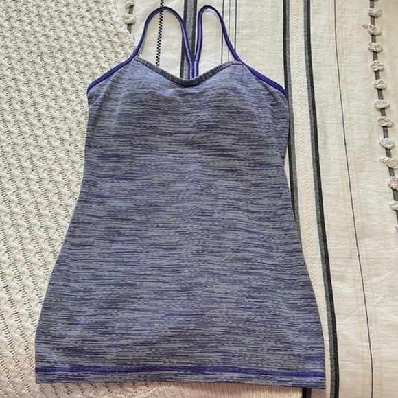 lululemon athletica Tops - Heather Blue Lululemon Y Flow Racerback Tank Top Women’s Size 2 EUC Like New!